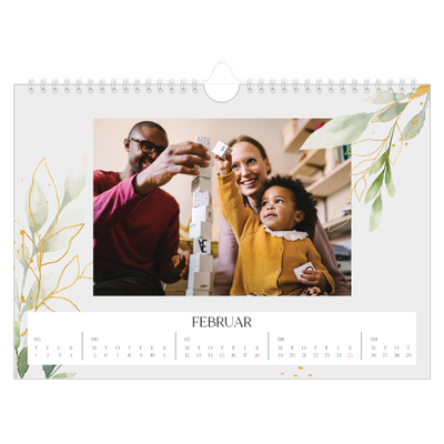 Fotokalender A4 — Naturlig akvarel [Februar]