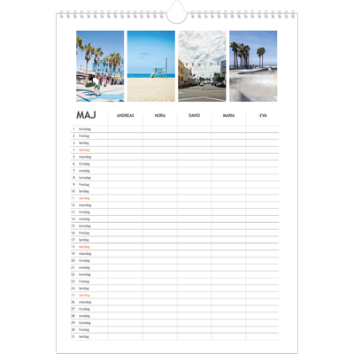 Familiekalender A3  — Enkel familiekalender - Familie på 5 [kalender forside]