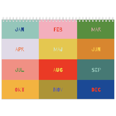 Fotokalender A4 dobbelt (30 x 40 cm) — Farverig kalender [kalender forside]