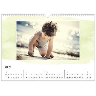 A3 Foto Kalender — Akvarel baggrunde [April]