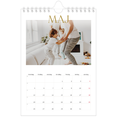A5 Foto Kalender — Guld stor skrift [kalender forside]