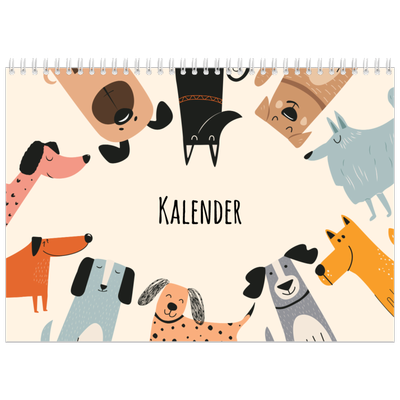 Fotokalender A4 dobbelt (30 x 40 cm) — Hundepoter og kruseduller [kalender forside]