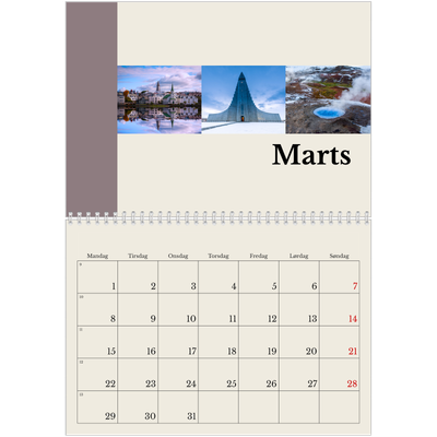 Fotokalender A4 dobbelt (30 x 40 cm) — Verdens seværdigheder [Marts]