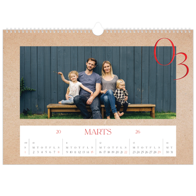A3 Foto Kalender — Røde elementer [Marts]