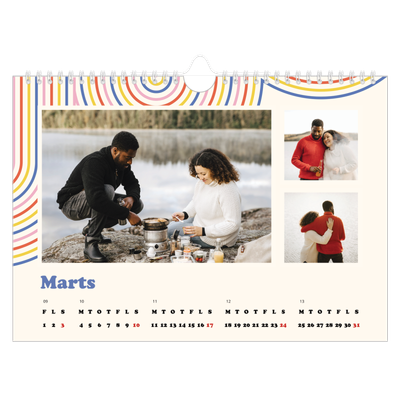Fotokalender A4 — Retro striber [Marts]