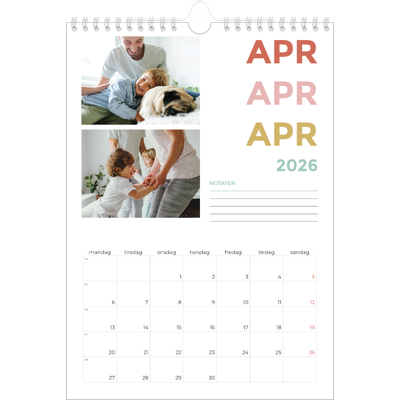 Fotokalender A4 (20 x 30 cm) — Farverige fonter [April]