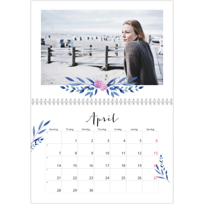 Fotokalender A4 dobbelt (30 x 40 cm) — Blomsterillustrationer [April]