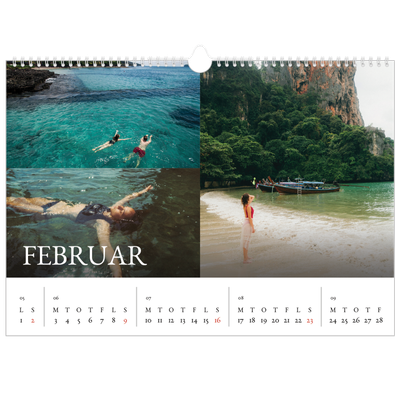 A3 Foto Kalender — Simpel serif [Februar]
