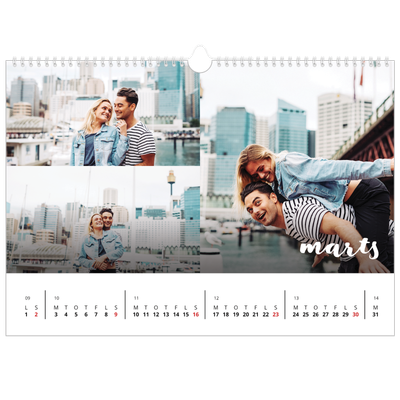 A3 Foto Kalender — Simpel skrift [Marts]