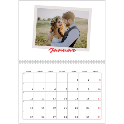 Fotokalender A4 dobbelt (30 x 40 cm) — Signeret tryk [Januar]