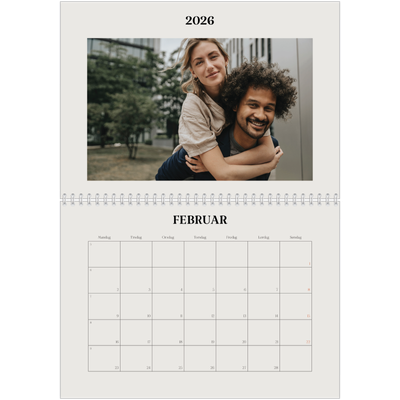 Fotokalender A4 dobbelt (30 x 40 cm) — Simpelt og moderne [Februar]