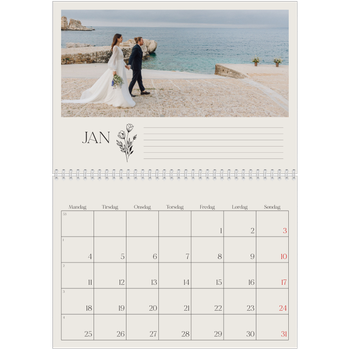Fotokalender A4 dobbelt — Initialer i blomst