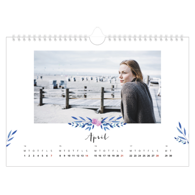 Fotokalender A4 — Blomsterillustrationer [April]