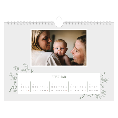 Fotokalender A4 — Håndtegnet blomster [Februar]