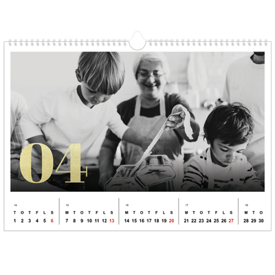 A3 Foto Kalender — Store tal i glitter [April]