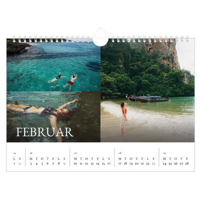 Fotokalender A4 — Simpel serif [Februar]