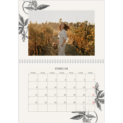 Fotokalender A4 dobbelt (30 x 40 cm) — Blek & blomst [Februar]