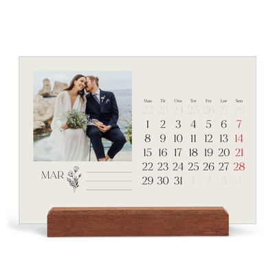 Staffeli kalender - liggende  — Initialer i blomst [Marts]