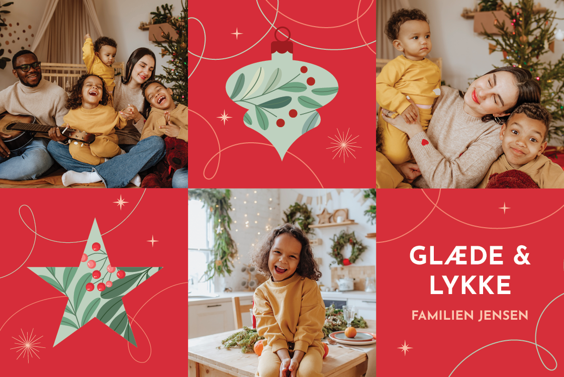 Kort — Festlige former - rød