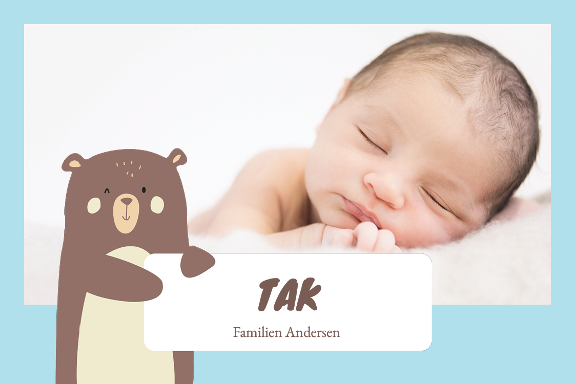 Takkekort — Babybjørn - blå