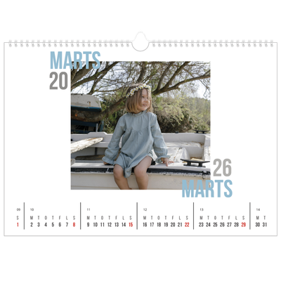 A3 Foto Kalender — Dublet tekst [Marts]
