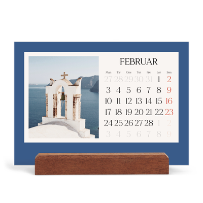 Staffeli kalender - liggende  — Klassiske farver [Februar]