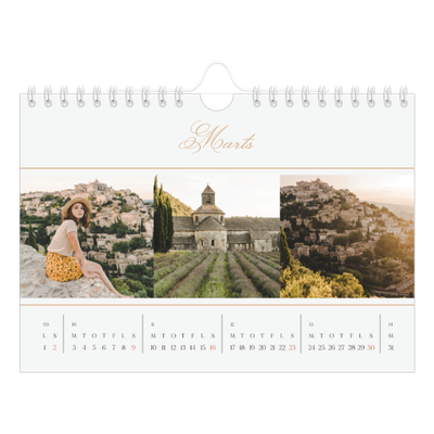 A5 Foto Kalender — Elegant guld [Marts]