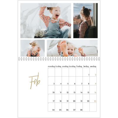 Fotokalender A4 dobbelt (30 x 40 cm) — Håndskrevet måned [Februar]