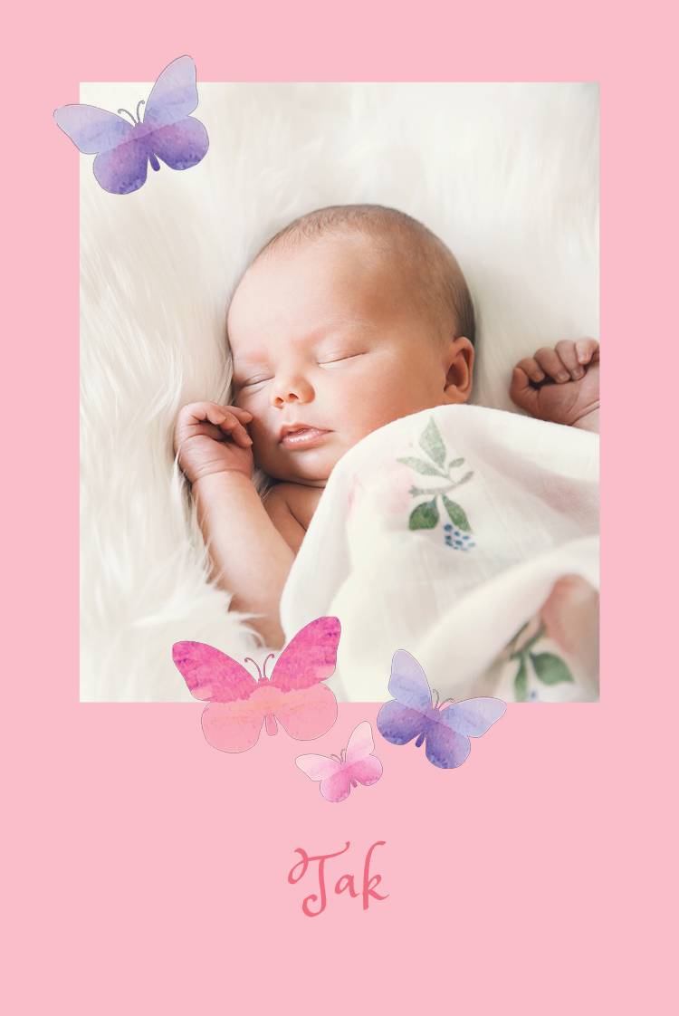 Takkekort — Akvarel sommerfugle