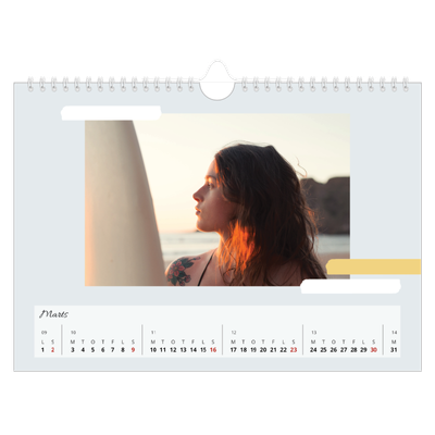 Fotokalender A4 — Pastellfarver [Marts]