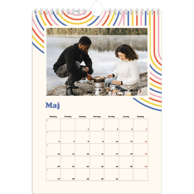 Fotokalender A4 (20 x 30 cm) — Retro striber [kalender forside]