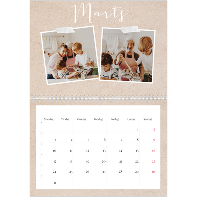 Fotokalender A4 dobbelt (30 x 40 cm) — Scrapbogs kalender [Marts]