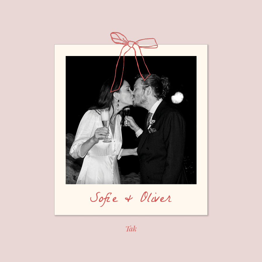 Takkekort — Lyserødt og sløjfer