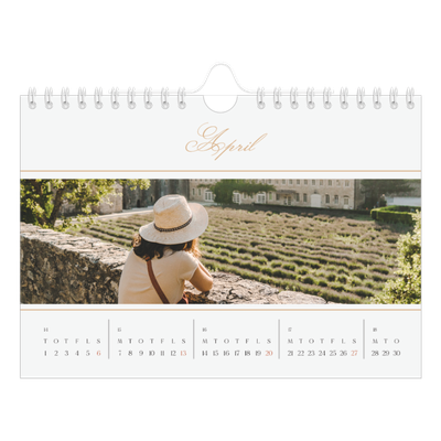 A5 Foto Kalender — Elegant guld [April]