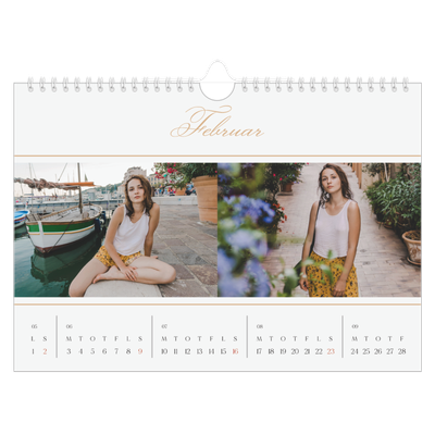 Fotokalender A4 — Elegant guld [Februar]