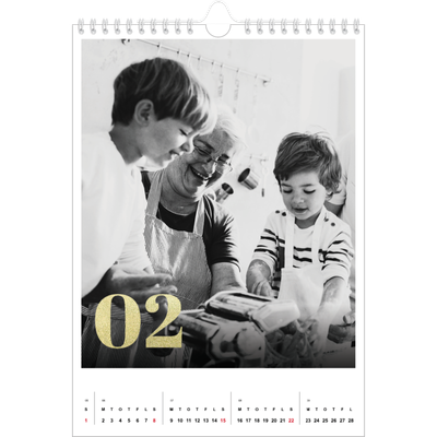 Fotokalender A4 (20 x 30 cm) — Store tal i glitter [Februar]