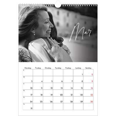 Årskalender A3 — Elegant skrift [Marts]