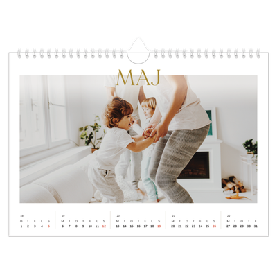 Fotokalender A4 — Guld stor skrift [kalender forside]