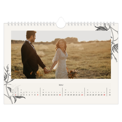 Fotokalender A4 — Blek & blomst [Maj]
