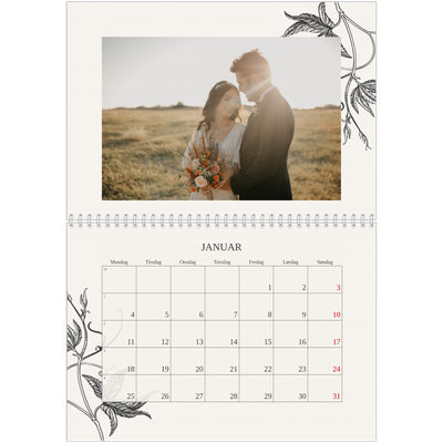 Fotokalender A4 dobbelt (30 x 40 cm) — Blek & blomst [Januar]