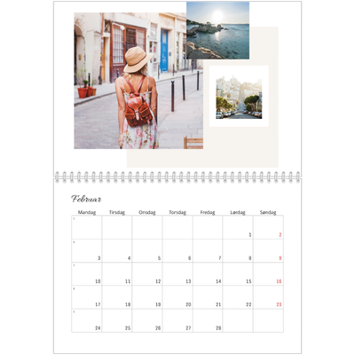 Fotokalender A4 dobbelt (30 x 40 cm) — Pastellfarver [Februar]
