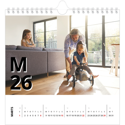 Årskalender kvadratisk — Bogstav og tal [Marts]