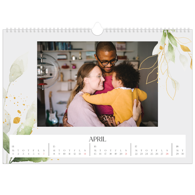 A3 Foto Kalender — Naturlig akvarel [April]