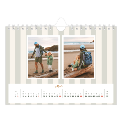 A5 Foto Kalender — Skrift og striber [Marts]