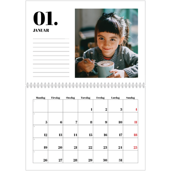 Fotokalender A4 dobbelt — Serif og øjeblikke