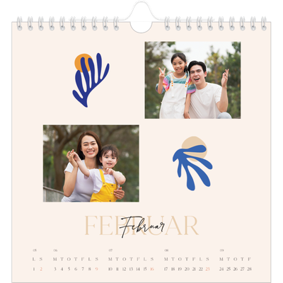 Årskalender kvadratisk — Minimalistisk koral [Februar]