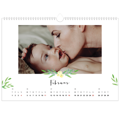 A3 Foto Kalender — Blomsterillustrationer [Februar]