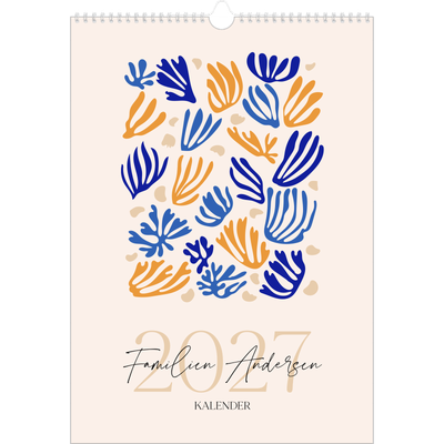Årskalender A3 — Minimalistisk koral [kalender forside]