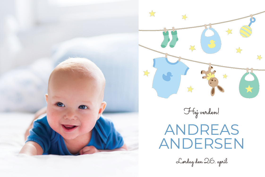 Invitationer — Blåt babytøj