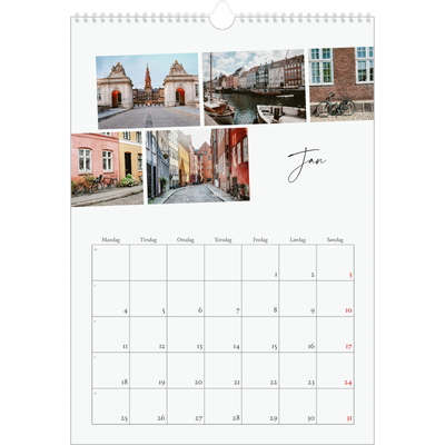 Årskalender A3 — Byferie (hvid) [Januar]